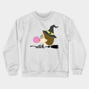 Fun, aesthetic, original witch, with gum and a broom. Crewneck Sweatshirt